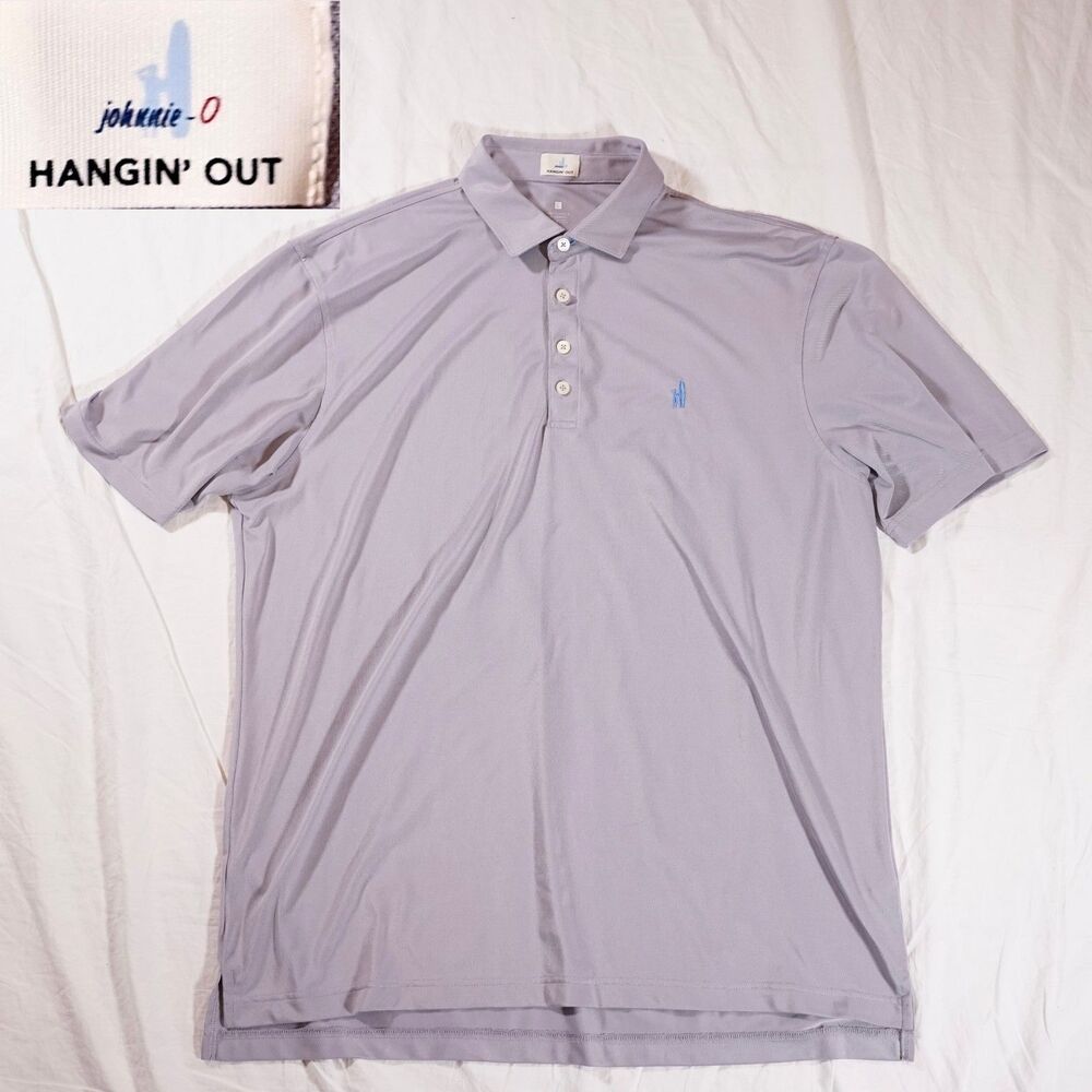Johnnie O Hangin Out Polo Shirt Gray 4 Button Athletic Mens Large